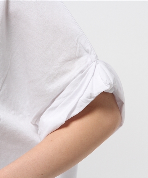 OUTLET（アウトレット）の「【Discoat】シルケット袖ロールアップビッグT（Tシャツ/カットソー・レディース・ブラック/杢グレー/ホワイト・LARGE/MEDIUM）」の8枚目の写真