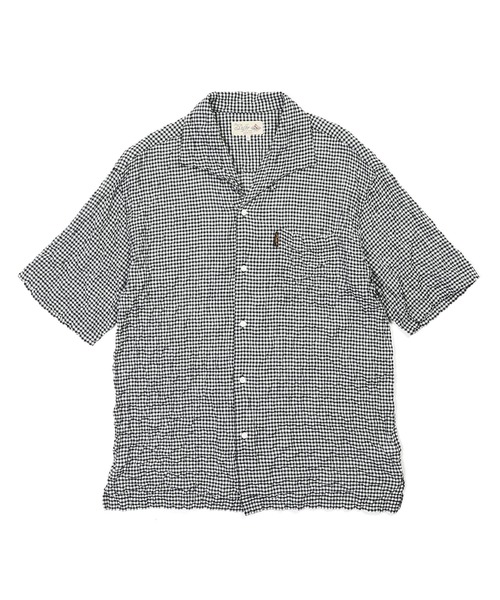 The DUFFER of ST.GEORGE(ザダファーオブセントジョージ)の「SHIRRING CHECK ITALIAN COLLAR H/S SHIRT:イタリアンカラー 五分袖シャツ / シャーリングチェック / レーヨンシャツ / チェックシャツ / 5分袖 / リゾートスタイル(シャツ/ブラウス・メンズ・ホワイト/ネイビー・MEDIUM/LARGE)」の12枚目の写真