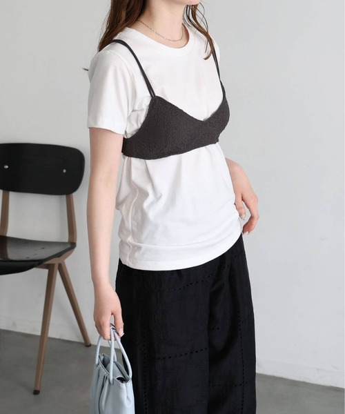 tiptop(ティップトップ)の「【ZOZO限定アイテム】ブラビスチェTシャツセット(Tシャツ/カットソー・レディース・オフホワイト/ピンク/グレー・FREE)」の6枚目の写真