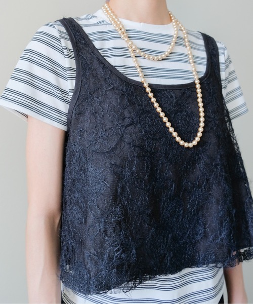 DOLLUPOOPS(ドールアップウップス)の「Feather Texture Tank Top(フェザーテクスチャータンクトップ)(タンクトップ・レディース・ブラック/オフホワイト・FREE)」の19枚目の写真