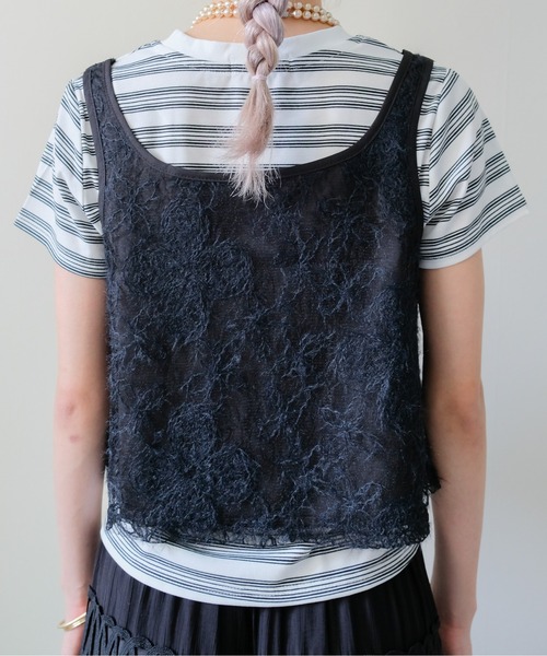 DOLLUPOOPS(ドールアップウップス)の「Feather Texture Tank Top(フェザーテクスチャータンクトップ)(タンクトップ・レディース・ブラック/オフホワイト・FREE)」の20枚目の写真