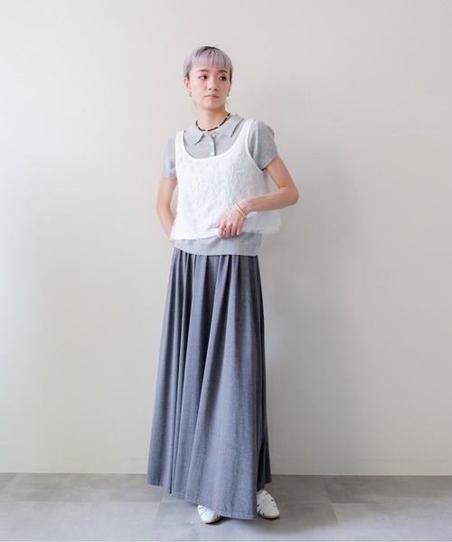 DOLLUPOOPS(ドールアップウップス)の「Feather Texture Tank Top(フェザーテクスチャータンクトップ)(タンクトップ・レディース・ブラック/オフホワイト・FREE)」の5枚目の写真