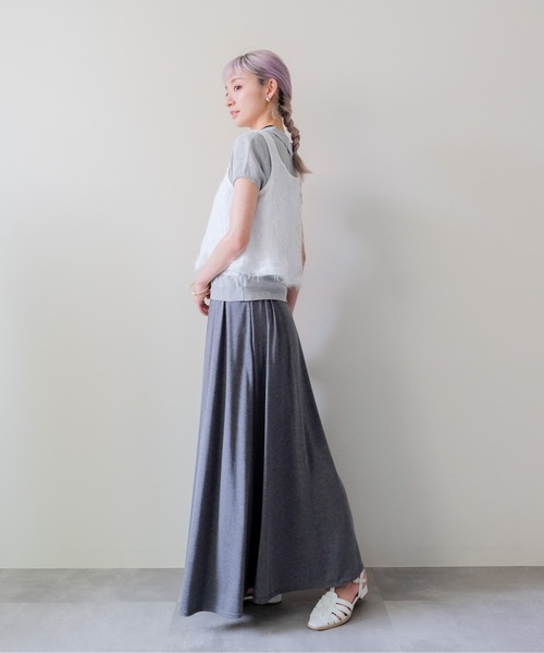 DOLLUPOOPS(ドールアップウップス)の「Feather Texture Tank Top(フェザーテクスチャータンクトップ)(タンクトップ・レディース・ブラック/オフホワイト・FREE)」の6枚目の写真