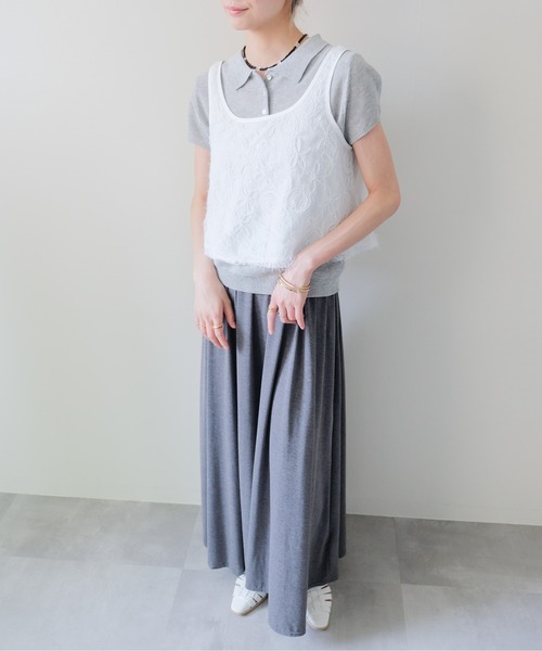 DOLLUPOOPS(ドールアップウップス)の「Feather Texture Tank Top(フェザーテクスチャータンクトップ)(タンクトップ・レディース・ブラック/オフホワイト・FREE)」の7枚目の写真
