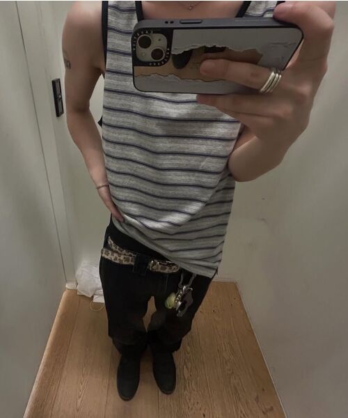 ROLLINGSTUDIOS(ローリングスタジオ)の「COTTON STRIPE SLEEVELESS GREY/NAVY(Tシャツ/カットソー・メンズ・その他・MEDIUM/LARGE)」の9枚目の写真