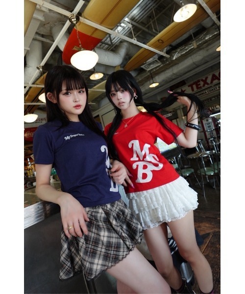 My sugar Babe(マイシュガーベイブ)の「MSB dot logo ss tee(Tシャツ/カットソー・メンズ・ホワイト×ネイビー/レッド系/ネイビー系・SMALL/LARGE/MEDIUM)」の14枚目の写真