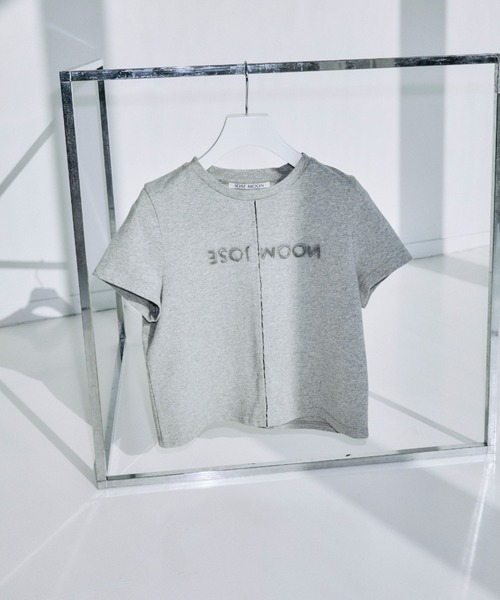 JOSE MOON(ジョゼムーン)の「UPSIDE DOWN LOGO T-SHIRT/アップサイドダウンロゴTシャツ(Tシャツ/カットソー・レディース・ライトピンク/グレー/ホワイト/ブラック・FREE)」の4枚目の写真