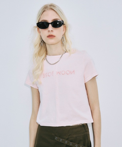 JOSE MOON(ジョゼムーン)の「UPSIDE DOWN LOGO T-SHIRT/アップサイドダウンロゴTシャツ(Tシャツ/カットソー・レディース・ライトピンク/グレー/ホワイト/ブラック・FREE)」の13枚目の写真