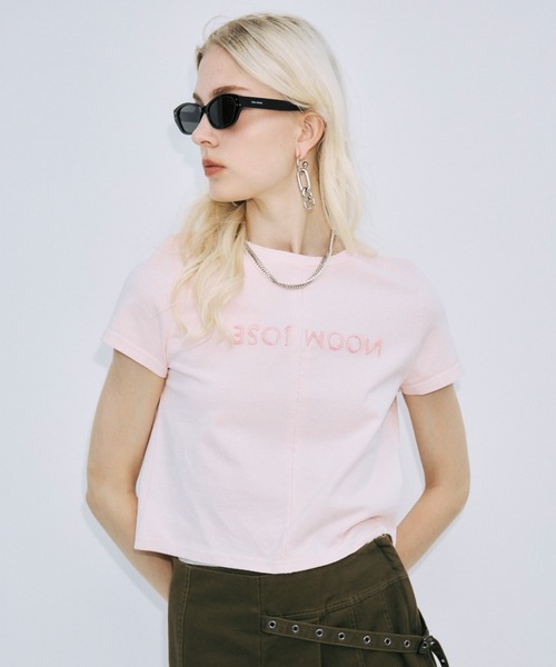 JOSE MOON(ジョゼムーン)の「UPSIDE DOWN LOGO T-SHIRT/アップサイドダウンロゴTシャツ(Tシャツ/カットソー・レディース・ライトピンク/グレー/ホワイト/ブラック・FREE)」の15枚目の写真