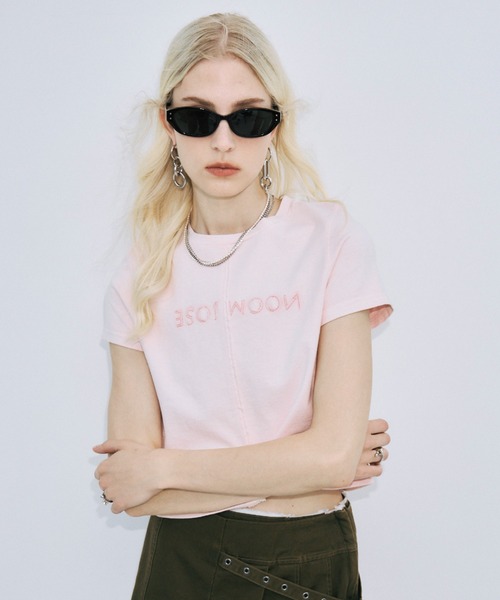 JOSE MOON(ジョゼムーン)の「UPSIDE DOWN LOGO T-SHIRT/アップサイドダウンロゴTシャツ(Tシャツ/カットソー・レディース・ライトピンク/グレー/ホワイト/ブラック・FREE)」の14枚目の写真