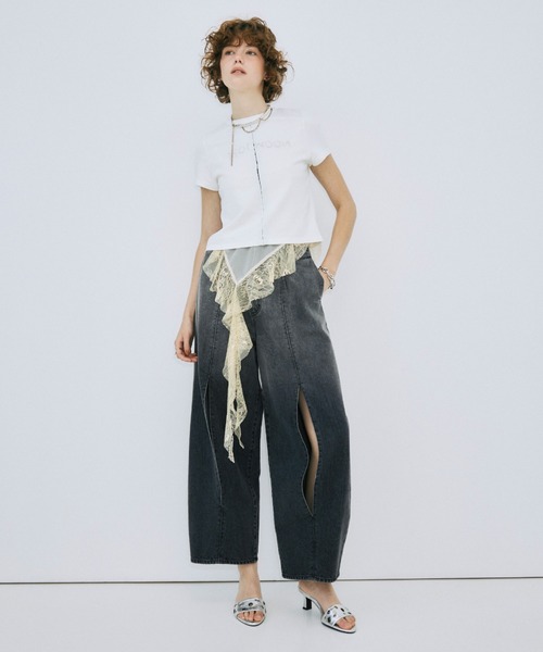 JOSE MOON(ジョゼムーン)の「UPSIDE DOWN LOGO T-SHIRT/アップサイドダウンロゴTシャツ(Tシャツ/カットソー・レディース・ライトピンク/グレー/ホワイト/ブラック・FREE)」の6枚目の写真