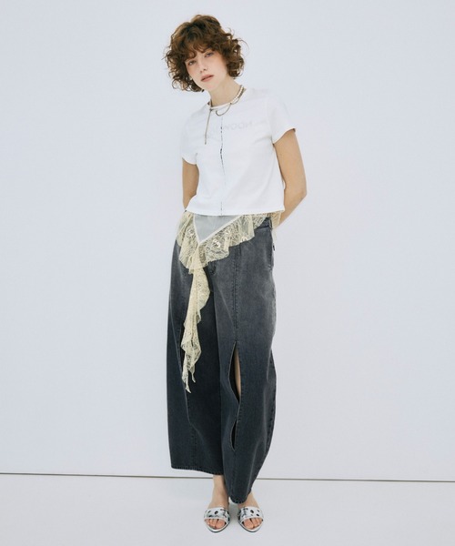 JOSE MOON(ジョゼムーン)の「UPSIDE DOWN LOGO T-SHIRT/アップサイドダウンロゴTシャツ(Tシャツ/カットソー・レディース・ライトピンク/グレー/ホワイト/ブラック・FREE)」の7枚目の写真