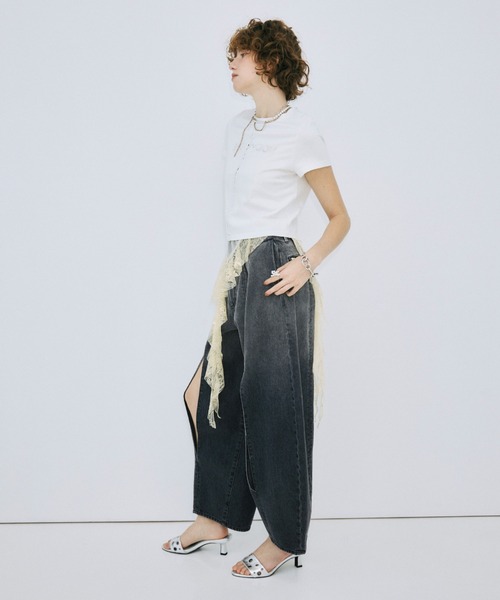 JOSE MOON(ジョゼムーン)の「UPSIDE DOWN LOGO T-SHIRT/アップサイドダウンロゴTシャツ(Tシャツ/カットソー・レディース・ライトピンク/グレー/ホワイト/ブラック・FREE)」の8枚目の写真
