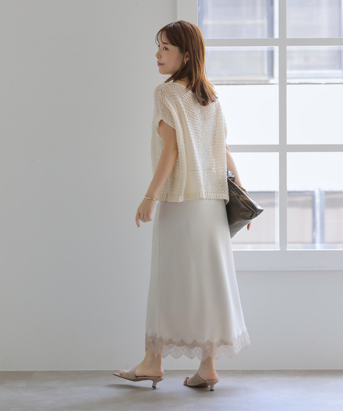 La TOTALITE（ラトータリテ）の「《WEB限定》【洗える】透かし編みバックパールプルオーバー（ニット/セーター・レディース・チャコールグレー/ブラック/アイボリー・FREE）」の20枚目の写真