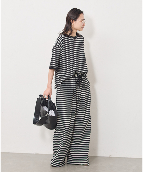 JOURNAL STANDARD(ジャーナルスタンダード)の「パイルボーダーパンツ(その他パンツ・レディース・ブラック/ブラック系その他・FREE)」の4枚目の写真