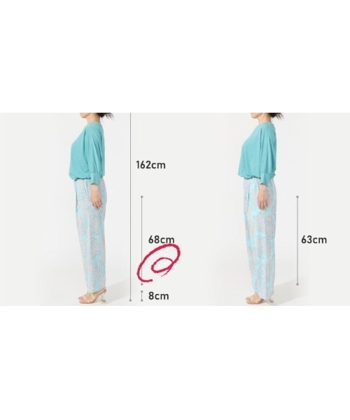 DoCLASSE（ ドゥクラッセ）の「UVスラブ・セミワイドパンツ／柄 68cm（その他パンツ・レディース・モスグリーン/ダークグリーン/グリーン系その他/エメラルド/ピンクベージュ/ベージュ/その他/ベージュ系その他/ブラック×ホワイト/サックスブルー/ベージュ系その他2・L/M/XXL/3L/LL/XL/S）」の17枚目の写真