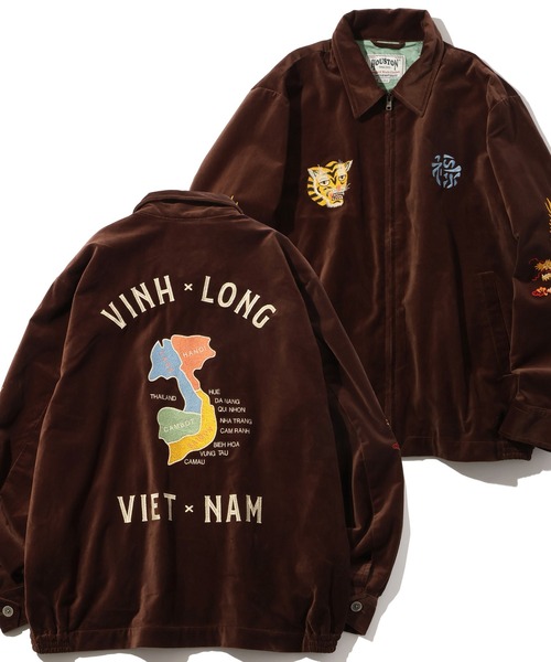 CORPUS TOKYO（コーパス トーキョー）の「【HOUSTON/ヒューストン】VELVETEEN VIETNAM JACKET/ベルベティーン ベトナムジャケット(MAP)（ミリタリージャケット・メンズ・ターコイズブルー/ブラウン/ブラック・M/L/XL）」の2枚目の写真