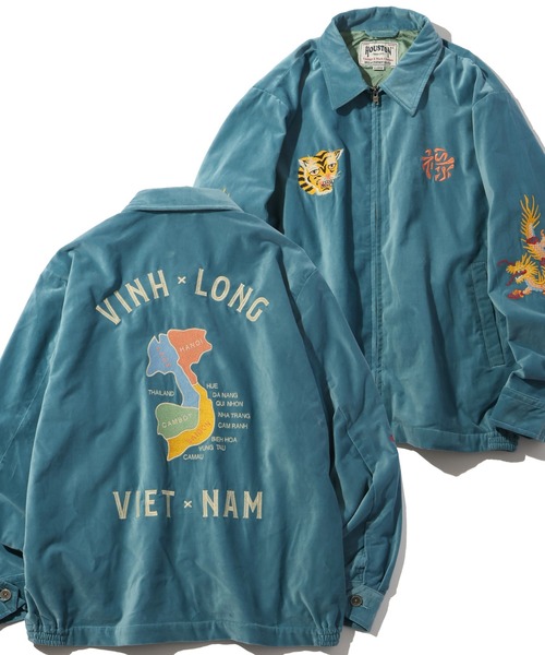 CORPUS TOKYO（コーパス トーキョー）の「【HOUSTON/ヒューストン】VELVETEEN VIETNAM JACKET/ベルベティーン ベトナムジャケット(MAP)（ミリタリージャケット・メンズ・ターコイズブルー/ブラウン/ブラック・M/L/XL）」の3枚目の写真