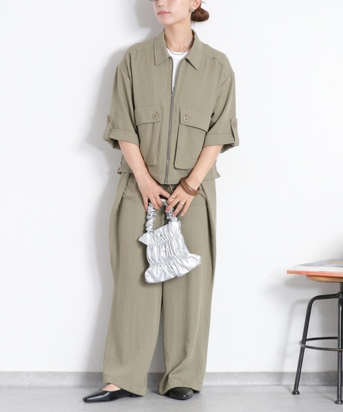 cepo（セポ）の「〈セットアップ対応〉LINENミックス サイドタックパンツ（その他パンツ・レディース・チャコール/オリーブ・L/M/S）」の8枚目の写真
