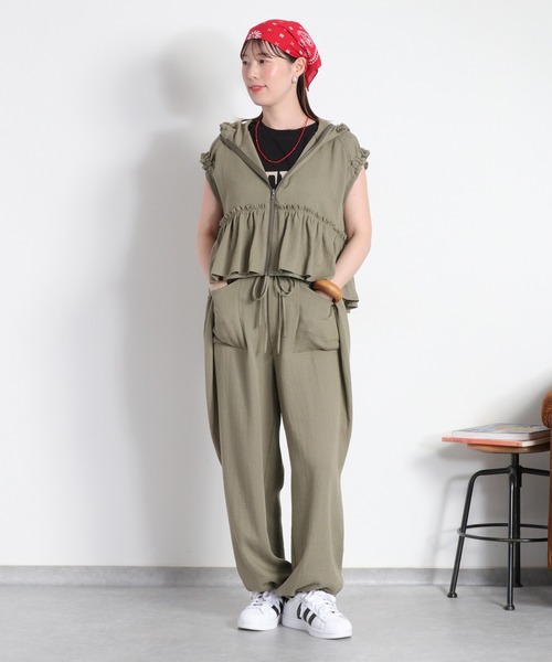 cepo（セポ）の「〈セットアップ対応〉LINENミックス サイドタックパンツ（その他パンツ・レディース・チャコール/オリーブ・L/M/S）」の9枚目の写真