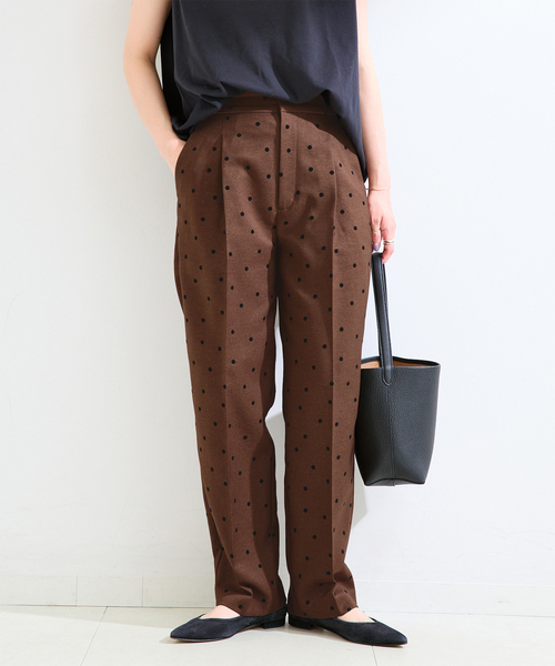 B.C STOCK(ベーセーストック)の「《追加2》手洗い可 / ドットフロッキースティックパンツ(スラックス・レディース・ブラック/ブラウン・SMALL/MEDIUM)」の2枚目の写真