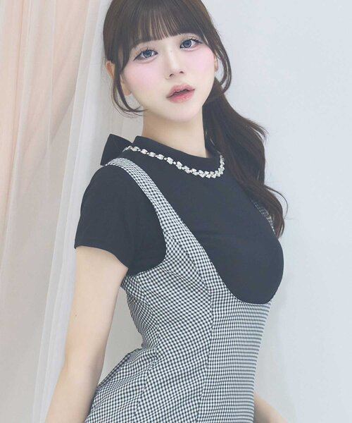 OLIVE des OLIVE（オリーブデオリーブ）の「【Belle Charme】Bijou Neck Back Ribbon Tee（Tシャツ/カットソー・レディース・ホワイト/ブラック・FREE）」の13枚目の写真