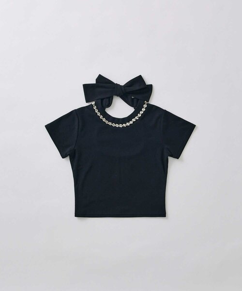 OLIVE des OLIVE（オリーブデオリーブ）の「【Belle Charme】Bijou Neck Back Ribbon Tee（Tシャツ/カットソー・レディース・ホワイト/ブラック・FREE）」の15枚目の写真