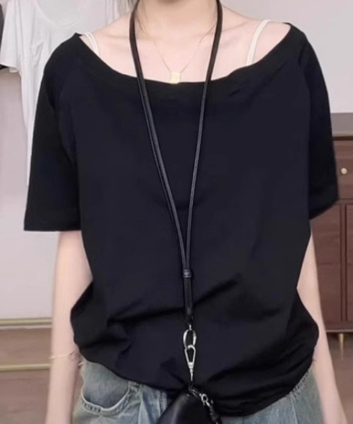 NANEA(ナネア)の「オフショルダープルオーバー(Tシャツ/カットソー・レディース・グレー/ネイビー/ブラック/ホワイト・MEDIUM)」の14枚目の写真