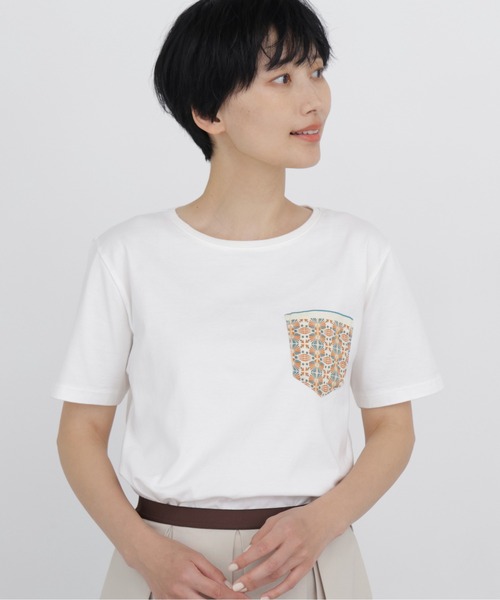 human woman(ヒューマンウーマン)の「◆【CLOUDY】コラボポケットTシャツ(Tシャツ/カットソー・レディース・ネイビー/ホワイト・MEDIUM)」の14枚目の写真