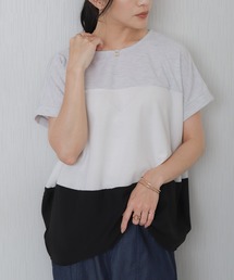 配色デザインボーダーワイドTシャツ