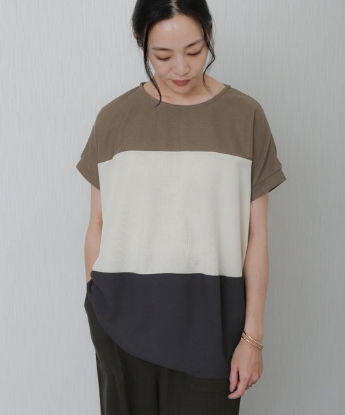 libelle more(リベル モア)の「配色デザインボーダーワイドTシャツ(Tシャツ/カットソー・レディース・イエロー/カーキ/ブラック/ライトグレー・M/L)」の18枚目の写真