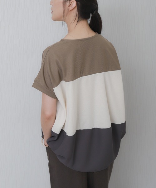 libelle more(リベル モア)の「配色デザインボーダーワイドTシャツ(Tシャツ/カットソー・レディース・イエロー/カーキ/ブラック/ライトグレー・M/L)」の20枚目の写真