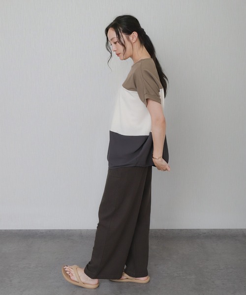 libelle more(リベル モア)の「配色デザインボーダーワイドTシャツ(Tシャツ/カットソー・レディース・イエロー/カーキ/ブラック/ライトグレー・M/L)」の22枚目の写真
