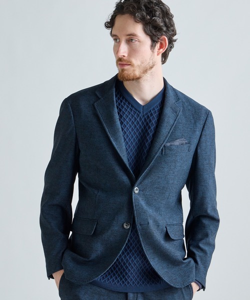 MEN'S BIGI（メンズビギ）の「ヒートパフォーマー ツイードプリント ストレッチジャケット［保温/ハイパワー2wayストレッチ］（テーラードジャケット・メンズ・ネイビー/ブラック/ライトグレー・04/03/05/02/01）」の3枚目の写真
