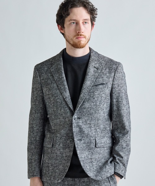 MEN'S BIGI（メンズビギ）の「ヒートパフォーマー ツイードプリント ストレッチジャケット［保温/ハイパワー2wayストレッチ］（テーラードジャケット・メンズ・ネイビー/ブラック/ライトグレー・04/03/05/02/01）」の2枚目の写真
