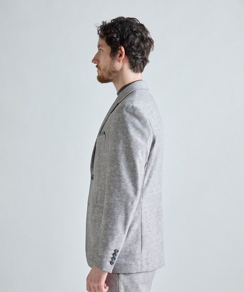 MEN'S BIGI（メンズビギ）の「ヒートパフォーマー ツイードプリント ストレッチジャケット［保温/ハイパワー2wayストレッチ］（テーラードジャケット・メンズ・ネイビー/ブラック/ライトグレー・04/03/05/02/01）」の4枚目の写真