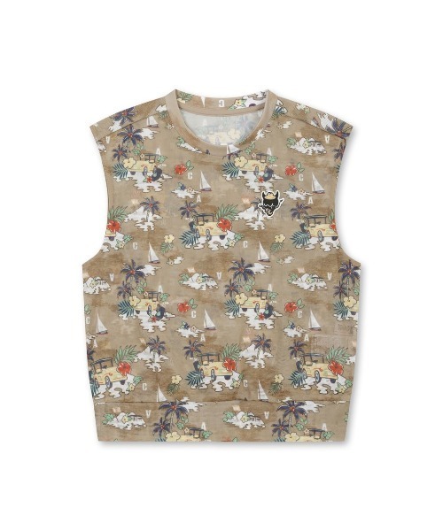 WAAC(ワック)の「WOMEN リゾートパターンメッシュベスト(ベスト・レディース・ベージュ/ネイビー・X-SMALL/SMALL/MEDIUM)」の1枚目の写真
