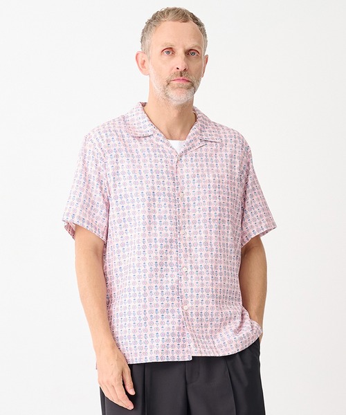 vowels（バウルズ）の「【vowels/バウルズ】FLORAL DOBBY SHIRT（シャツ/ブラウス・メンズ・ホワイト/イエロー・2/1）」の2枚目の写真