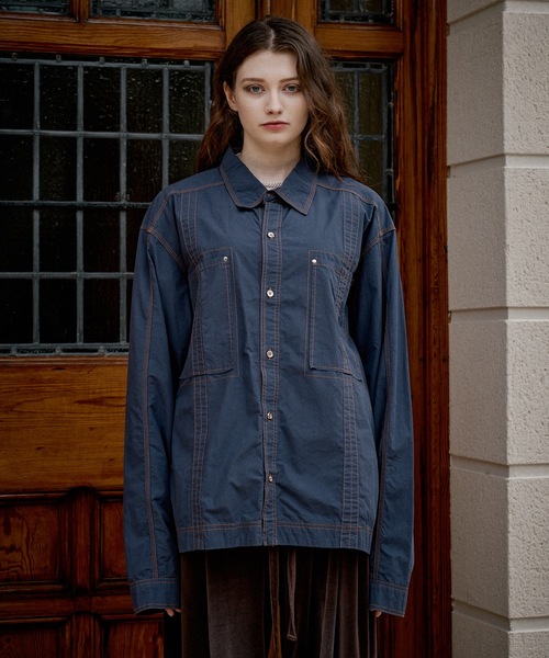 CASPER JOHN(キャスパージョン)の「Washer cotton stitch shirts/ワッシャーコットンステッチシャツ(シャツ/ブラウス・メンズ・ネイビー/グレー・X-SMALL/MEDIUM/SMALL/LARGE)」の20枚目の写真