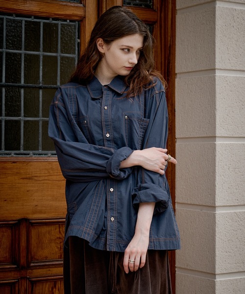 CASPER JOHN(キャスパージョン)の「Washer cotton stitch shirts/ワッシャーコットンステッチシャツ(シャツ/ブラウス・メンズ・ネイビー/グレー・X-SMALL/MEDIUM/SMALL/LARGE)」の22枚目の写真