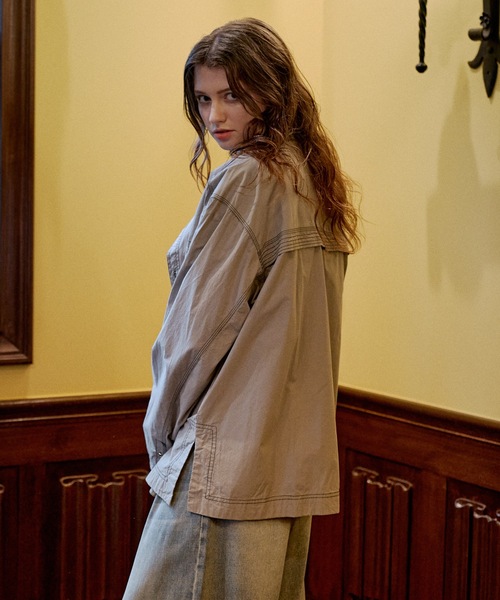 CASPER JOHN(キャスパージョン)の「Washer cotton stitch shirts/ワッシャーコットンステッチシャツ(シャツ/ブラウス・メンズ・ネイビー/グレー・X-SMALL/MEDIUM/SMALL/LARGE)」の3枚目の写真