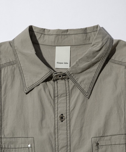CASPER JOHN(キャスパージョン)の「Washer cotton stitch shirts/ワッシャーコットンステッチシャツ(シャツ/ブラウス・メンズ・ネイビー/グレー・X-SMALL/MEDIUM/SMALL/LARGE)」の9枚目の写真
