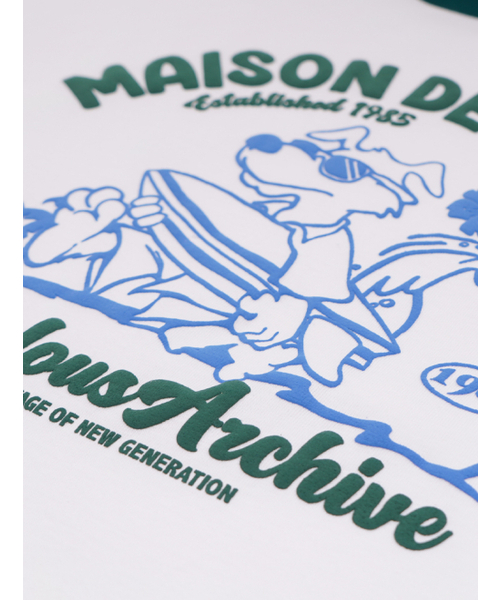 FABULOUS ARCHIVE(ファビュラスアーカイブ)の「ユニセックスオーバーサイズパピーサーフィンリンガー半袖Tシャツホワイトグリーン(FCE2TS401M)(Tシャツ/カットソー・レディース・ホワイト×グリーン・LARGE/MEDIUM/SMALL)」の5枚目の写真