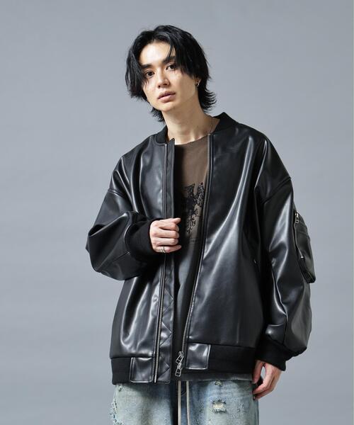 DANKE SCHON(ダンケシェーン)の「DankeSchon/ダンケシェーン/FAUXLEATHER OVERSIZED MA-1(MA-1・レディース・モスグリーン/ブラック・M/L)」の6枚目の写真