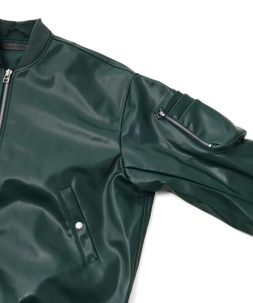 DANKE SCHON（ダンケシェーン）の「DankeSchon/ダンケシェーン/FAUXLEATHER OVERSIZED MA-1（MA-1・レディース・モスグリーン/ブラック・M/L）」の9枚目の写真