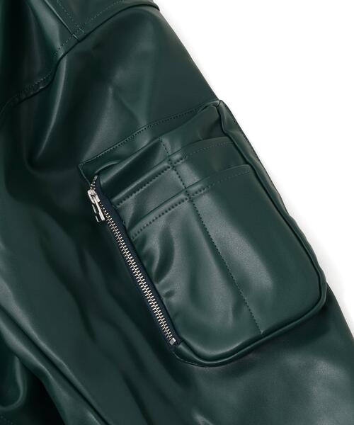 DANKE SCHON（ダンケシェーン）の「DankeSchon/ダンケシェーン/FAUXLEATHER OVERSIZED MA-1（MA-1・レディース・モスグリーン/ブラック・M/L）」の10枚目の写真
