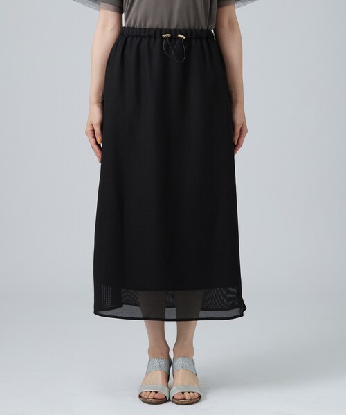 SHOO・LA・RUE(シューラルー)の「【セットアップ可/洗濯機可】メッシュ素材が軽やかで涼しく。イージーナロースカート(スカート・レディース・ブラック/ブラウン系・01/02/03/04)」の17枚目の写真