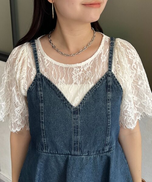 prose verse(プロズヴェール)の「Vネックペプラムデニムジャンスカ(ジャンパースカート・レディース・ブルー・PL/PM/LARGE/MEDIUM)」の14枚目の写真
