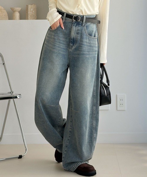 muet.（ミュエ）の「スーパールーズカーブワイドパンツ【デニム/ツイル】（デニムパンツ・レディース・ブラック/ブルー/ブラウン・LARGE/MEDIUM）」の15枚目の写真