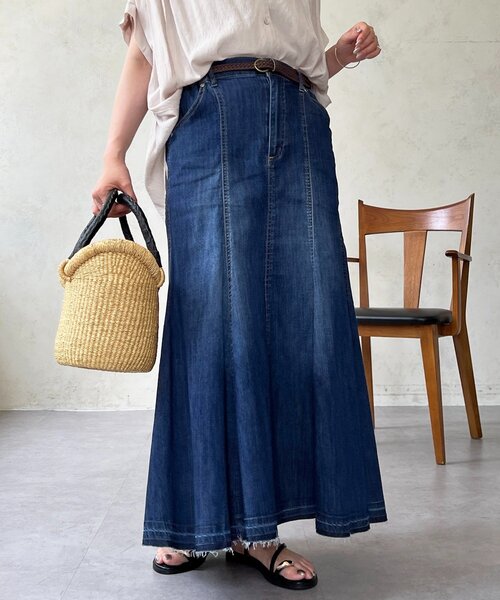 un dix cors(アンディコール)の「DENIMフレアスカート(スカート・レディース・ブラック/インディゴブルー・FREE)」の1枚目の写真